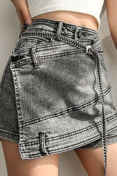 Smokey gray jeans irregular skirt